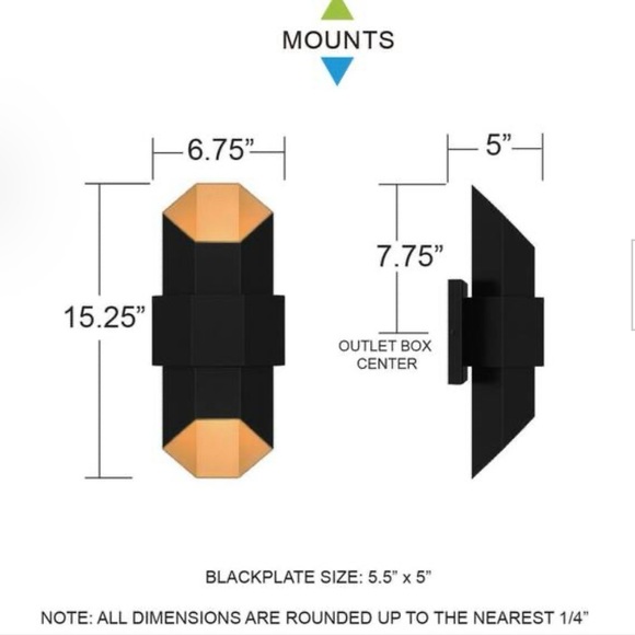 Chasm Integrated LED Matte Black Gold Outdoor Wall Lantern 15' H X 6'' W X 5'' D - Picture 5 of 8